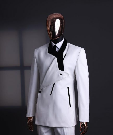 A Polished chinos “pride & prejudice” double breasted deconstructed dropping lapel suit