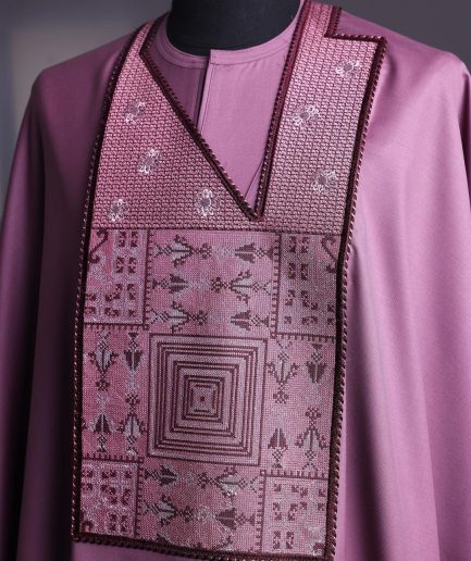 An Orchid Purple, “Egyptian Architecture” Embroidery Details Agbada