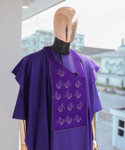 An Aesthetic purple, “Agbo Ileya - Ramadan ” embroidery details Agbada