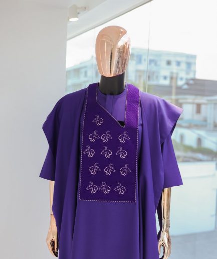 An Aesthetic purple, “Agbo Ileya - Ramadan ” embroidery details Agbada