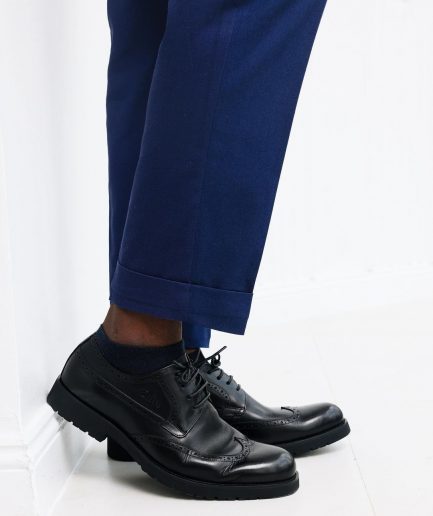 A Navy blue, Gurkha pant with double pleats trouser.