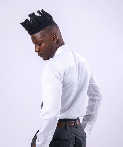 A Classic White Invisible Stripe Shirt.
