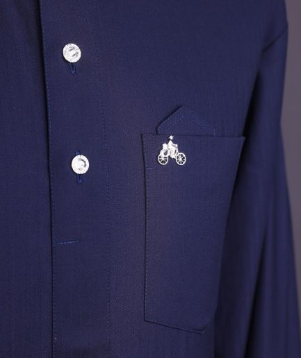 A Midnight blue,invisible stripe, jorgecarli, front flap with silver Swarovski button, long sleeve African senator kaftan native.