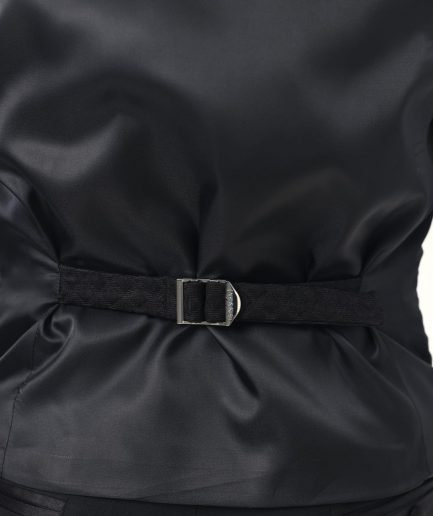 A Charcoal Black U-Cut waist coat with layered back cut.