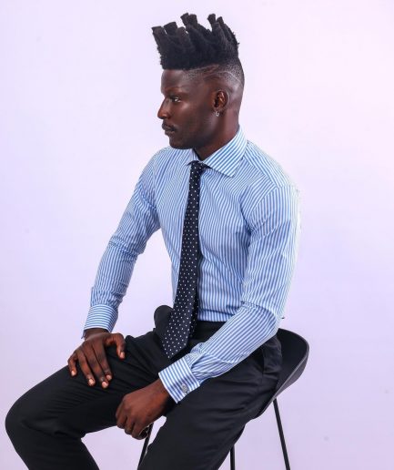 A Classic blue and white stripe shirt.