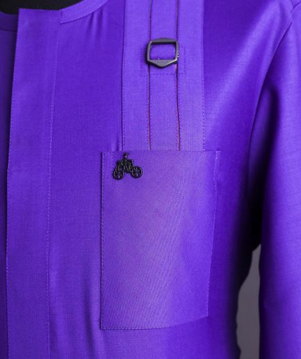 An Aesthetic purple, lengthened rectangle double side flap, 3/4 sleeve with paisley details traditional African senator kaftan native.