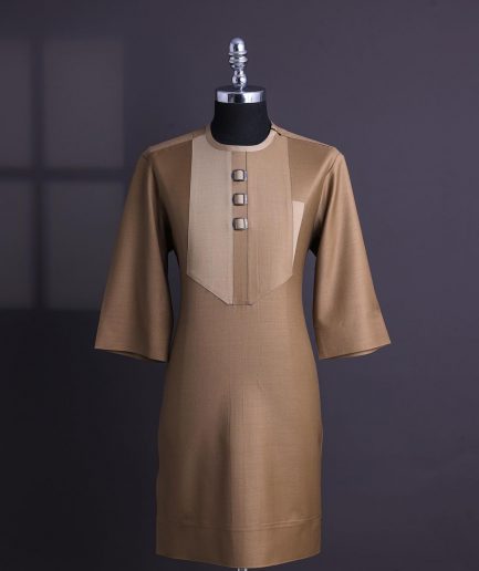 A Peanut Brown, Perspective Square With Keke Elemu Embroidery Details Agbada