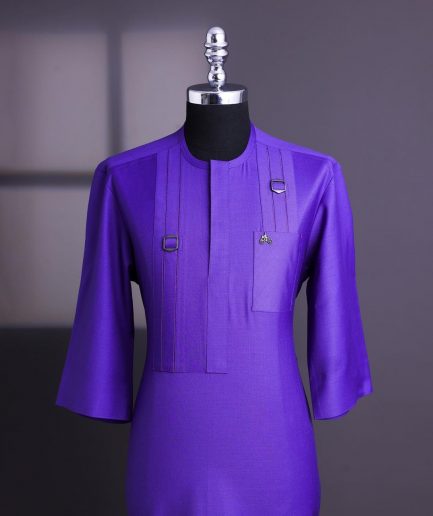 An Aesthetic purple, bloom & gloom pattern with keke Elemu embroidery details Agbada