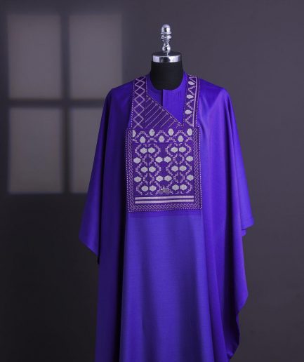 An Aesthetic purple, bloom & gloom pattern with keke Elemu embroidery details Agbada