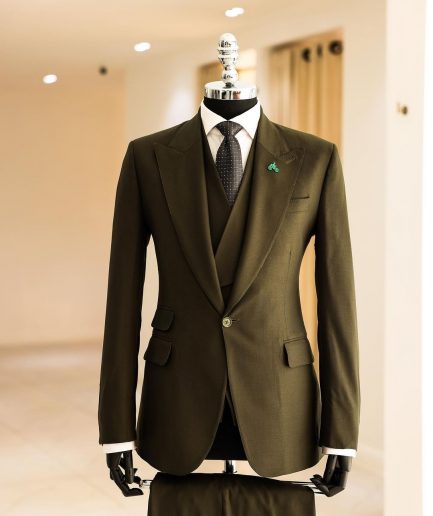 A Seaweed Green, Knitted, Peak Lapel, Jorgecarli Suit