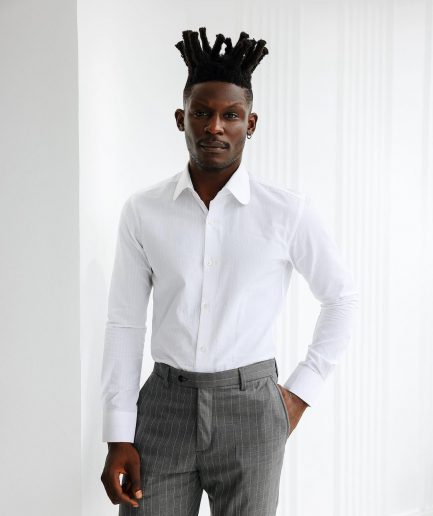 A White, Seersucker Vintage Club Business Shirt.