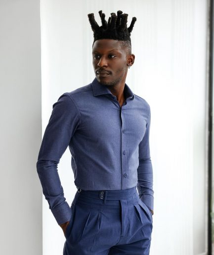 A Brushed Navy blue business shirt.