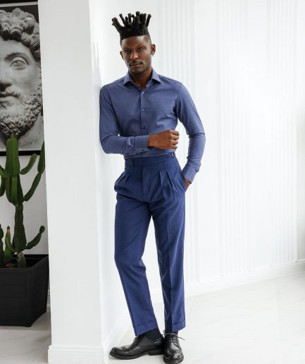 A Brushed Navy blue business shirt.