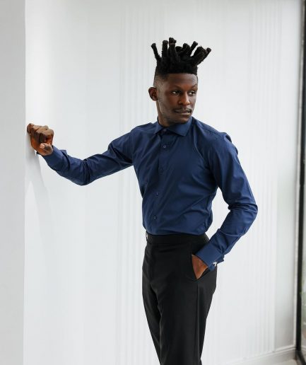 A Navy Blue Oxford Business Shirt.