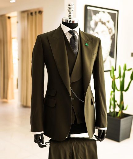 A Seaweed Green, Knitted, Peak Lapel, Jorgecarli Suit