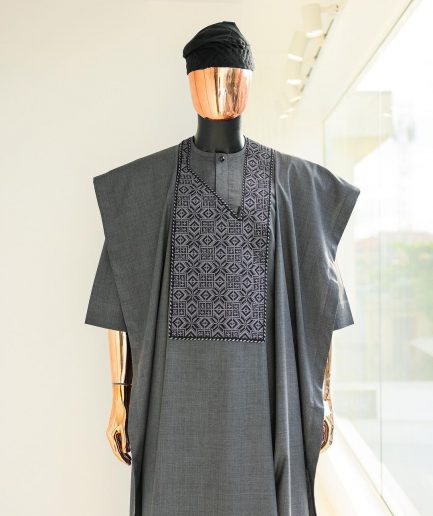 A Grey, Splashed Square Details Agbada