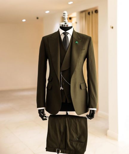 A Seaweed Green, Knitted, Peak Lapel, Jorgecarli Suit