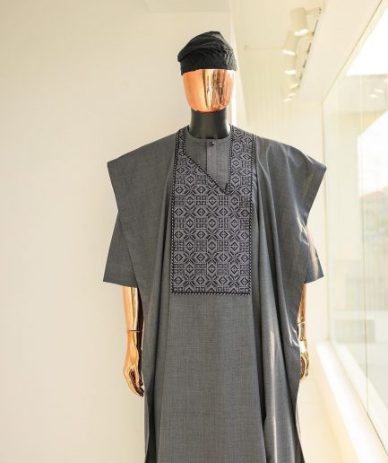 A Grey, Splashed Square Details Agbada