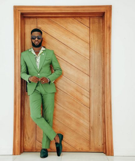 A Linen, Crocodile Green, Notch Lapel Suit