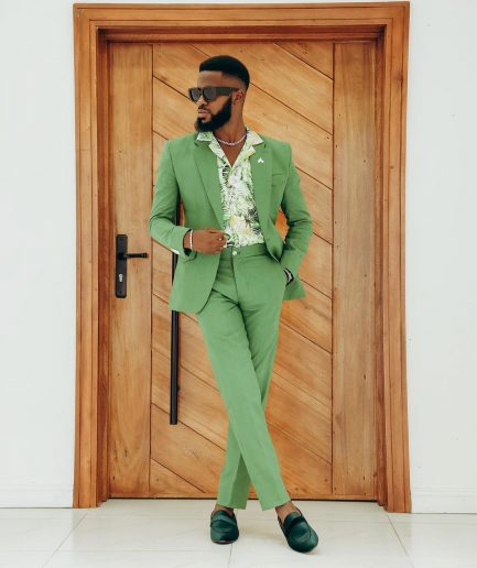 A Linen, Crocodile Green, Notch Lapel Suit