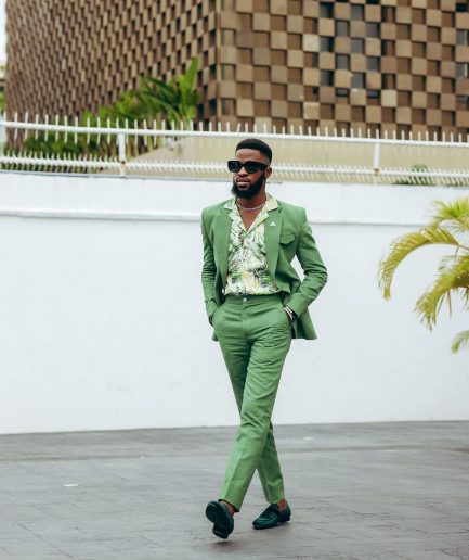 A Linen, Crocodile Green, Notch Lapel Suit