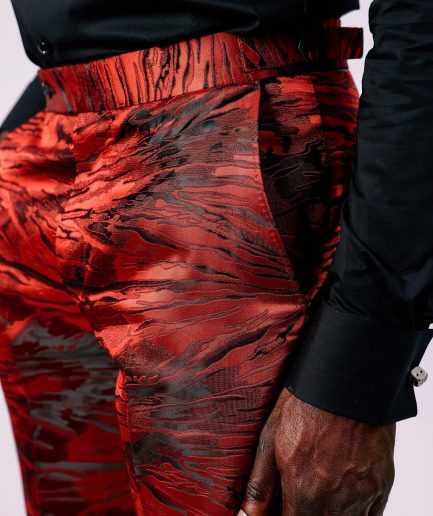 A Mahogany Red “Black Tears” Inverted Pattern Pant Trousers.