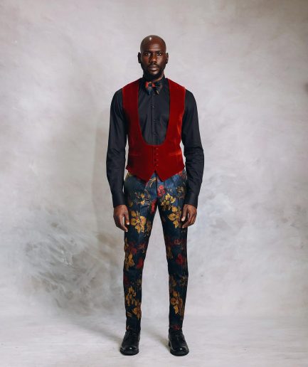 A U-Shaped, Mahogany Red Waistcoat.