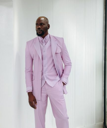 A Monochrome Lavender Purple Overcoat Tux Jacket