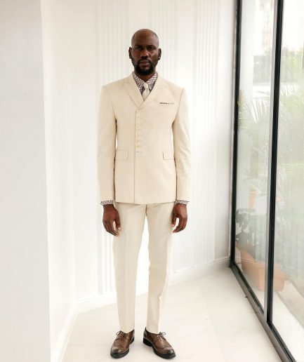 A Cream White, Wrap, Peak Lapel Jacket