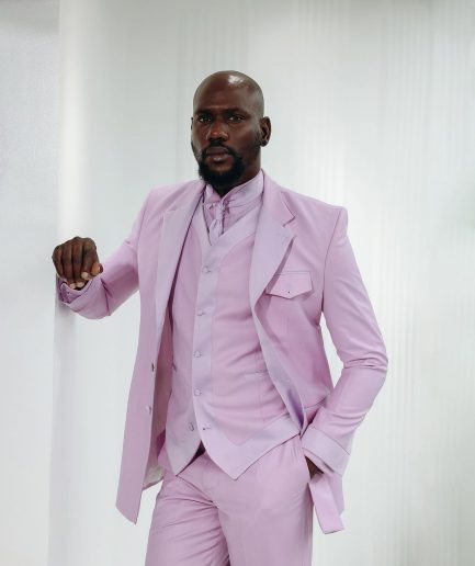 A Monochrome Lavender Purple Overcoat Tux Jacket
