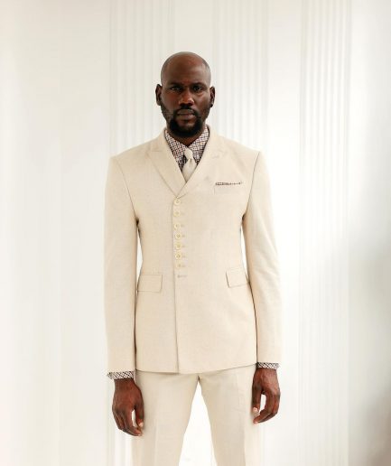 A Cream White, Wrap, Peak Lapel Jacket