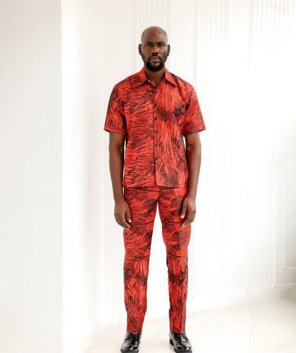 A Black Raindrop Jacquard, Reverted Pattern Short-Sleeved Shirt