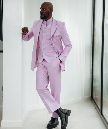 A Monochrome Lavender Purple Overcoat Tux Jacket