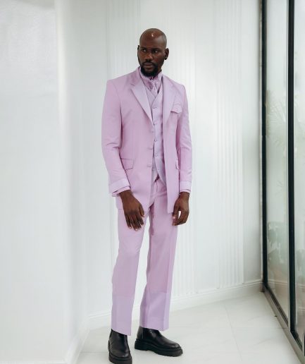 A Monochrome Lavender Purple Overcoat Tux Jacket