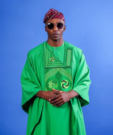 A Cool Green, Spiral Octagonal Interconnected Details Agbada