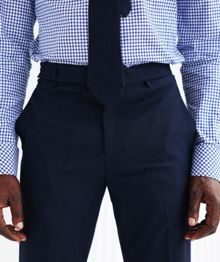 A White and Blue Check, English Spread Collar Business Shirt.