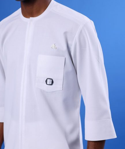 A White, Danfo Embroidery Details Agbada
