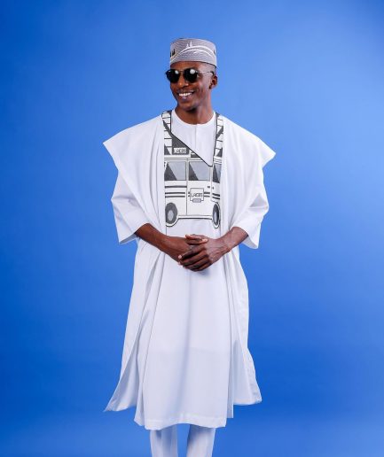 A White, Danfo Embroidery Details Agbada