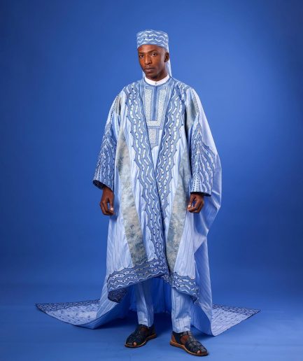A Skye Blue, “Mansa” Spiral And Basket, Front Cut With Tail Embroidery Details Tagbada