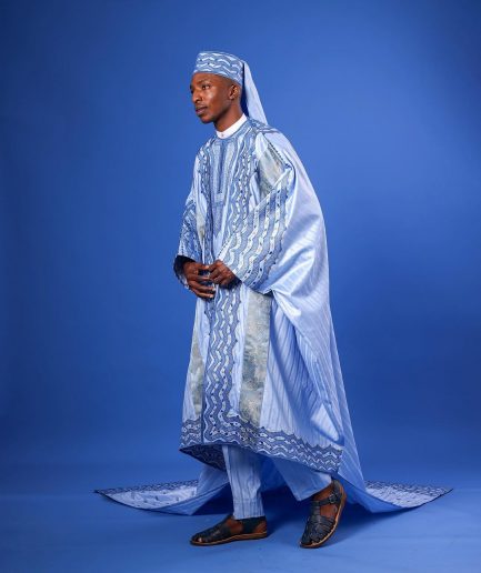A Skye Blue, “Mansa” Spiral And Basket, Front Cut With Tail Embroidery Details Tagbada