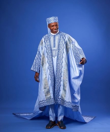 A Skye Blue, “Mansa” Spiral And Basket, Front Cut With Tail Embroidery Details Tagbada
