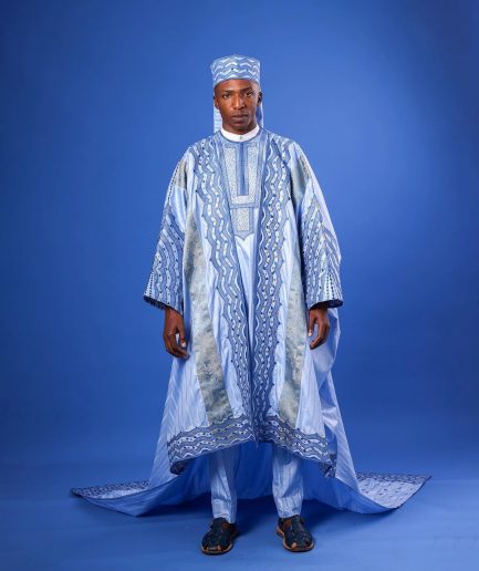 A Skye Blue, “Mansa” Spiral And Basket, Front Cut With Tail Embroidery Details Tagbada