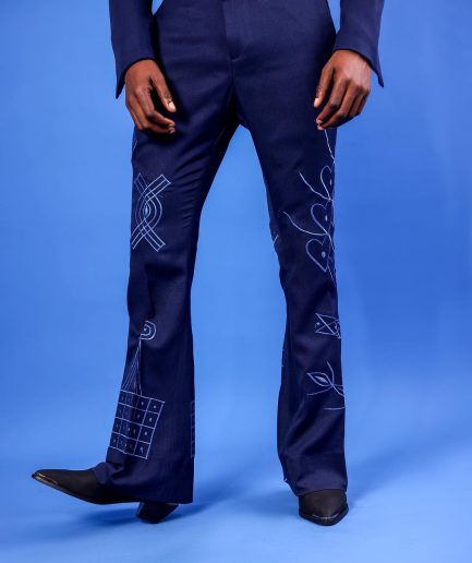 A Navy Blue, “Anikulapo” Arewa Embroidery Jumpsuit African Native.