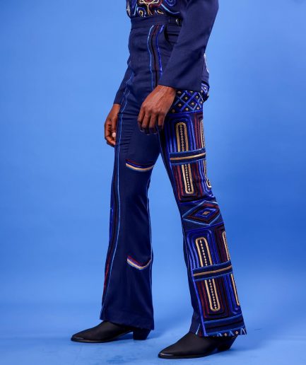 A Navy Blue, “Anikulapo” Arewa Embroidery Top And Pant African Native.