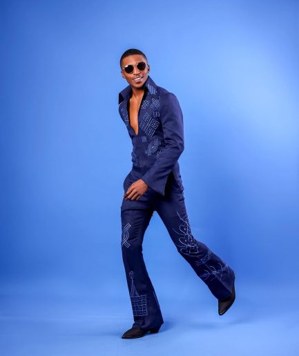 A Navy Blue, “Anikulapo” Arewa Embroidery Jumpsuit African Native.