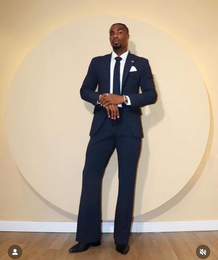 A Navy Blue, Seersucker, Reversed Pin Stripe Peak Lapel Suit