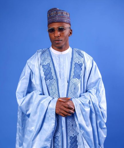 A Skye Blue, “Dan Fodio” Arewa, Aront Cut With Round Tail Embroidery Details Tagbada