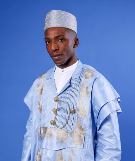 A Sky Blue Deltagbada Flapper Embroidery Details Agbada