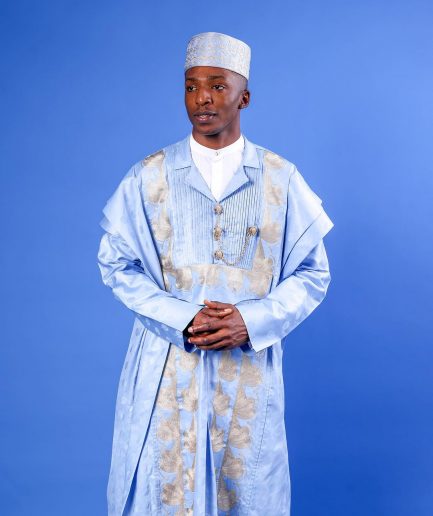 A Sky Blue Deltagbada Flapper Embroidery Details Agbada