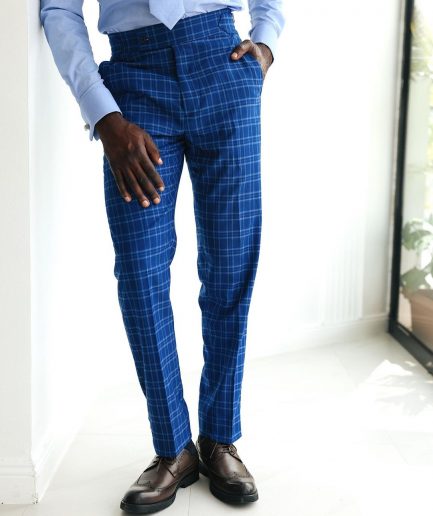 A Windowpane Relayed And Inverted Check Pant Trousers